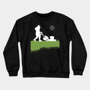 Bigfoot, the Lawn Mowing Sasquatch: Taming and Cutting Grass Crewneck Sweatshirt